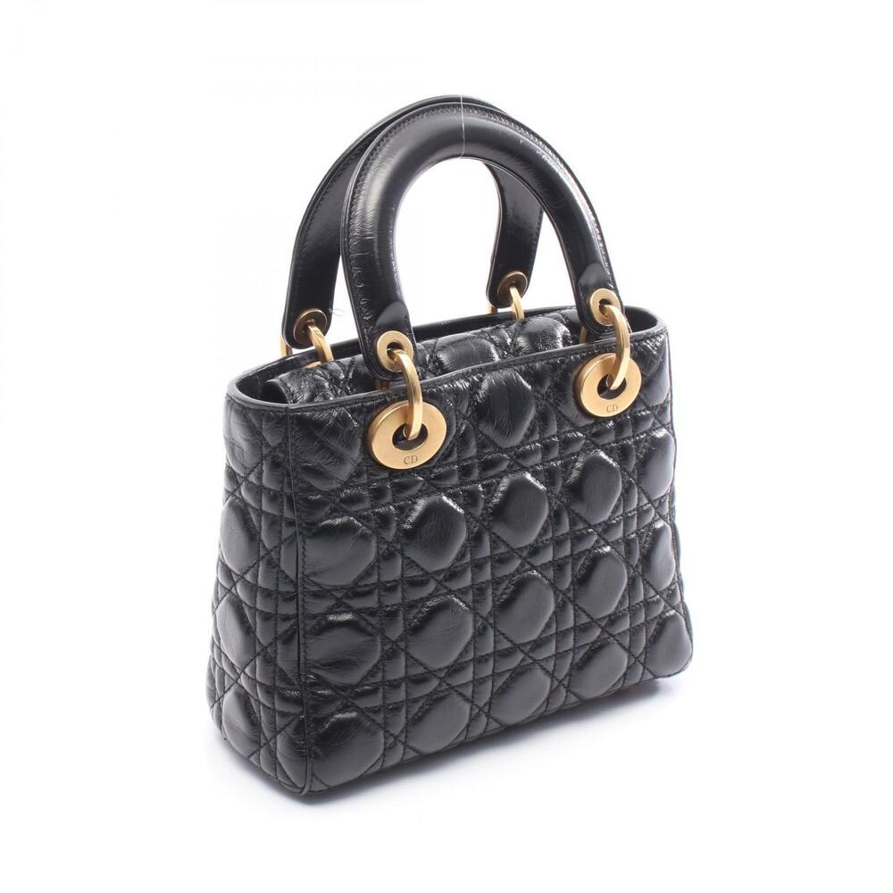 Dior handbag black Lady 2WAY Lambskin